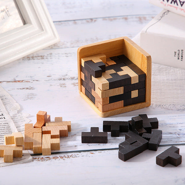 FunPuzzle™ 3D-Holz-Tetris-Würfelpuzzle!