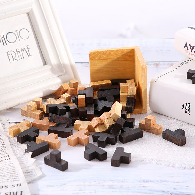 FunPuzzle™ 3D-Holz-Tetris-Würfelpuzzle!