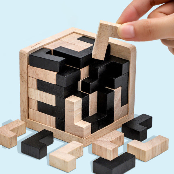 FunPuzzle™ 3D-Holz-Tetris-Würfelpuzzle!