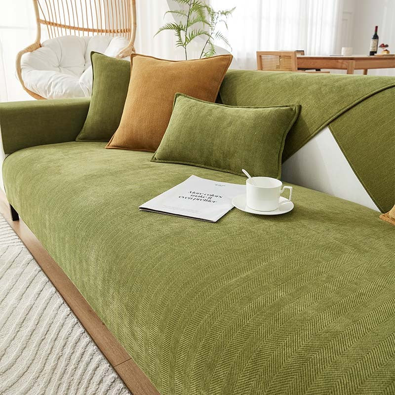 AestheticCover™ Sofabezug aus Chenille-Stoff mit Fischgrätenmuster