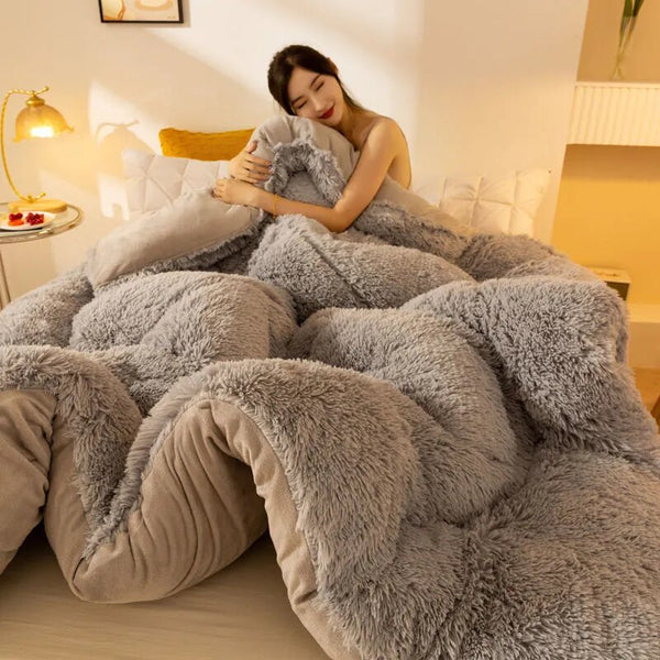 CozyDreams™ Plüsch Zottelige Bettbezug Set