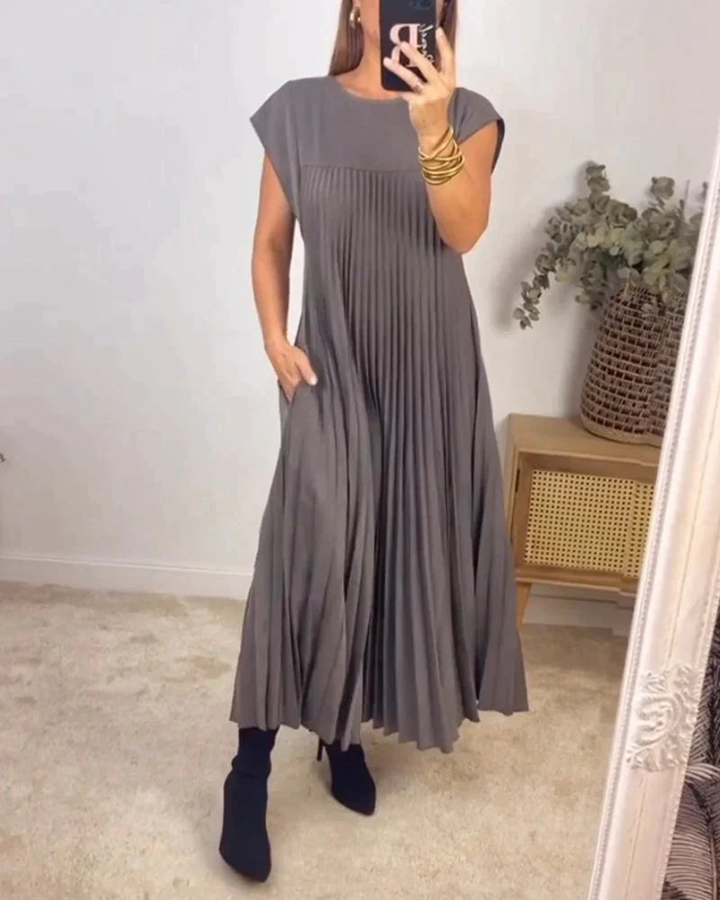 Sabrina™ Ärmelloses, Plissiertes Langes Kleid
