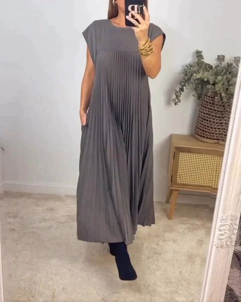 Sabrina™ Ärmelloses, Plissiertes Langes Kleid