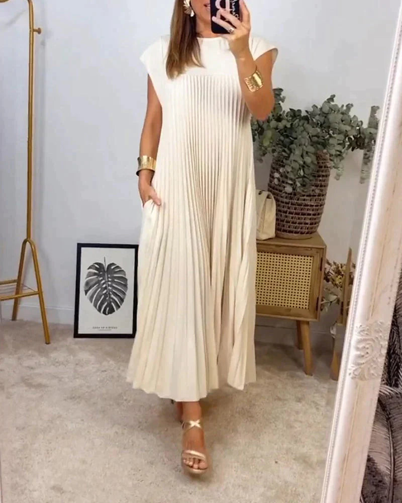Sabrina™ Ärmelloses, Plissiertes Langes Kleid