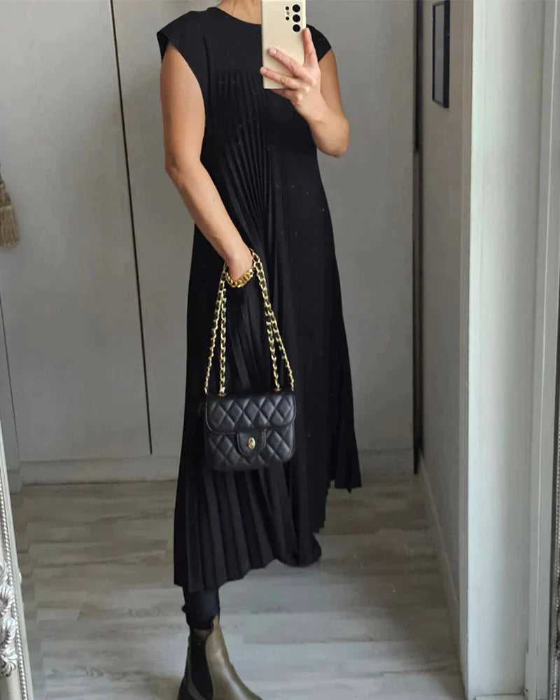 Sabrina™ Ärmelloses, Plissiertes Langes Kleid