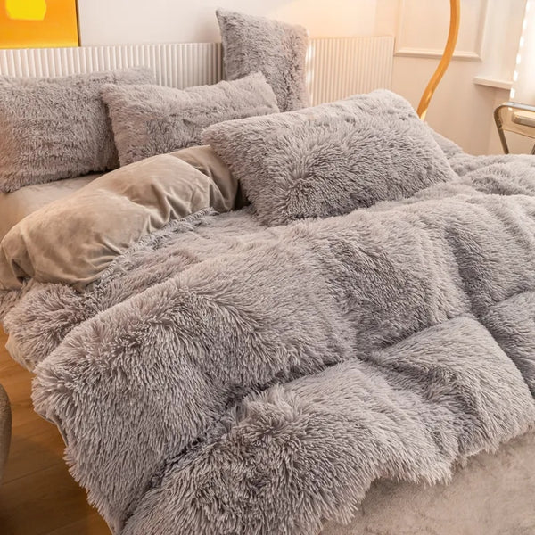 CozyDreams™ Plüsch Zottelige Bettbezug Set