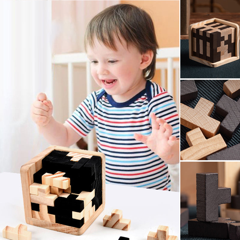 FunPuzzle™ 3D-Holz-Tetris-Würfelpuzzle!
