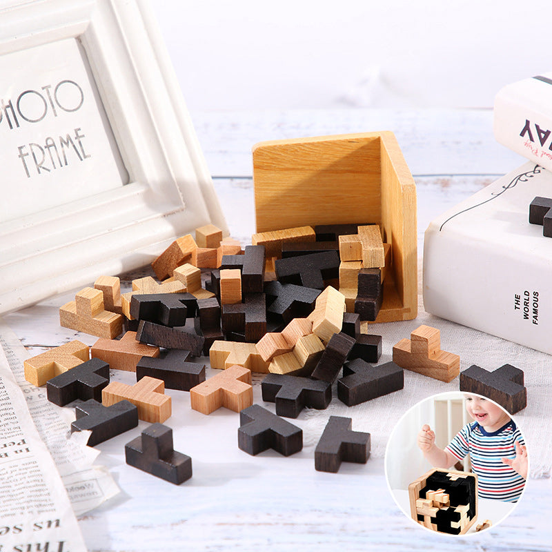 FunPuzzle™ 3D-Holz-Tetris-Würfelpuzzle!