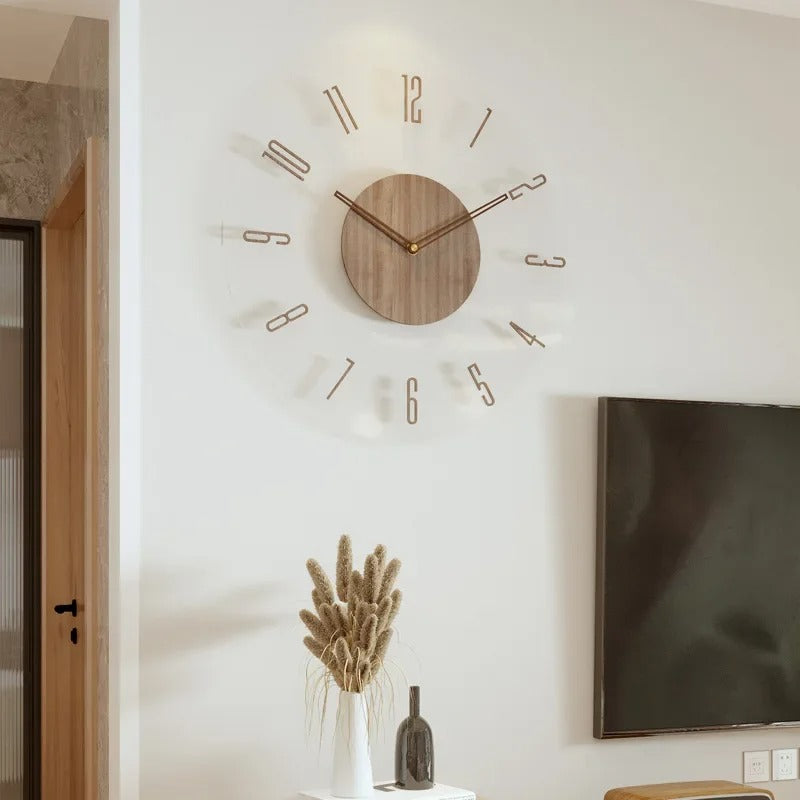 WoodAura™ – Elegante große Wanduhr aus Naturholz